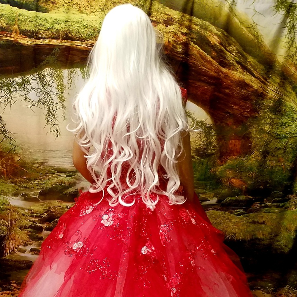 VALENTINA Red Lace & Tulle Corset Wedding Gown - Picture 7 of 8